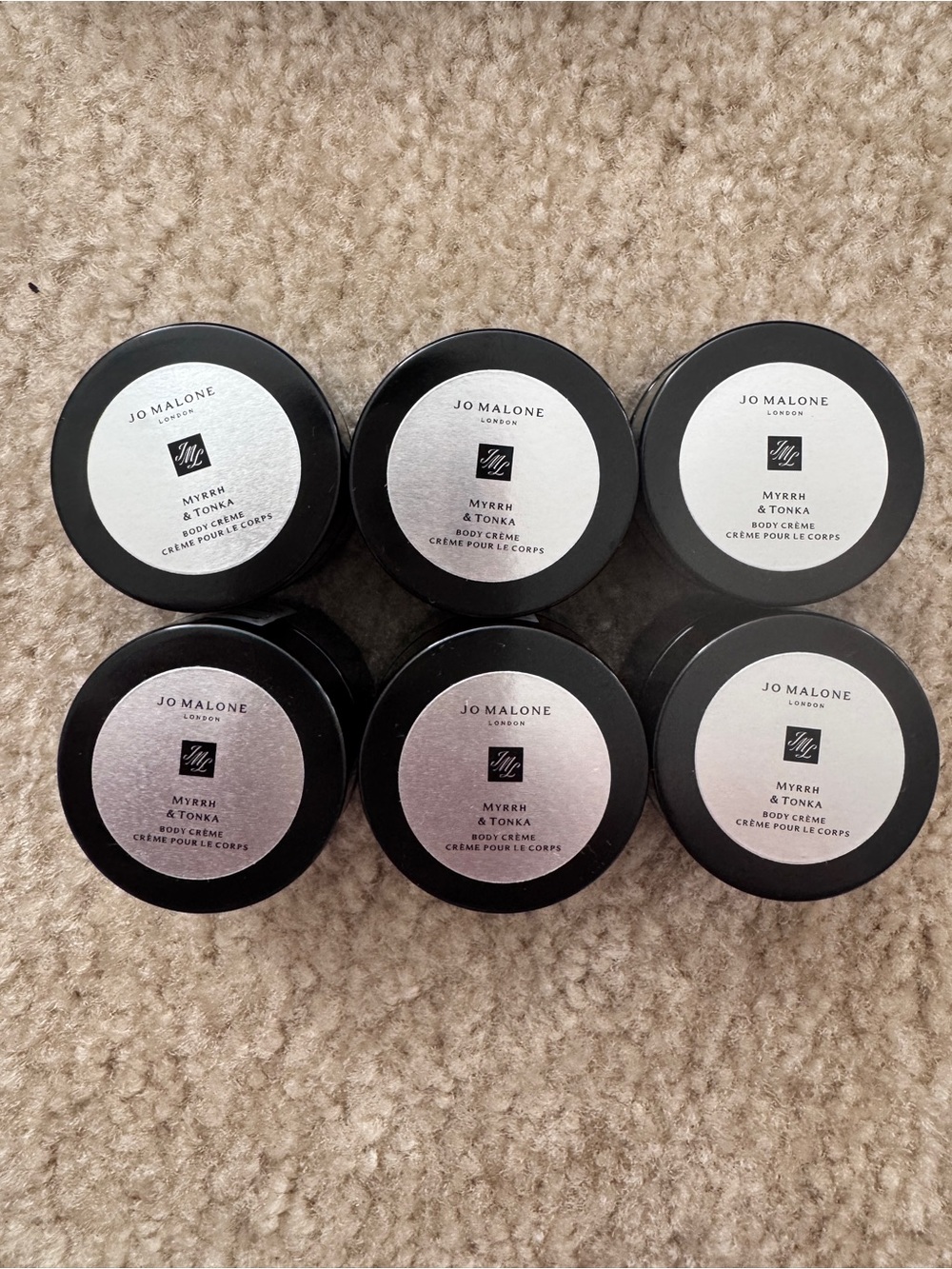 6Pc. Jo Malone Myrrh & Tonka Body Cream Travel Size 15ml